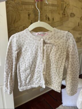 Bonpoint Cream Printed Knit Cardigan